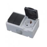 Horozk Electrik Corp intrerupator dublu cu priza PT, Atom, pentru exterior, IP54, Schuko