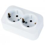Horozk Electrik Priza dubla, Eva Socket, 16A, montaj aparent, alb, 2 locasuri, schuko