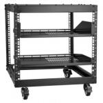  Rack metalic de podea sau perete 9U, 510 x 585 x 560 mm, Adancime reglabila 23-40 inch, Otel carbon, 4 x roti blocabile