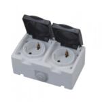 Horozk Electrik Priza dubla PT, Atom, pentru exterior, IP54, Schuko