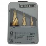 Strend Pro Set 3 burghie in trepte, spiralate, Strend Pro SS422, 4-12, 4-20, 4-32 mm, TiN, HSS 4241 Burghiu