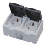 Horozk Electrik Priza dubla de exterior Horoz Atom Double, 16A/250V, IP54