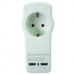 Raider Priza de retea cu 2 socluri de incarcare USB, alba
