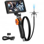 Vevor Camera endoscop pentru inspectie Vevor ecran IPS 5 inch, Zoom 8X, 8 lumini LED, IP67, lungime 1 m, articulat in 2 directii