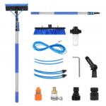 VivaTechnix Perie telescopica pentru spalat panouri solare, 3.6 m, Furtun apa 20 m, Aluminiu, Greutate 2.49 kg, Dozator sapun