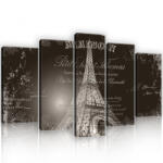 Consalnet Vászonkép 5 darabos, Eiffel torony, Párizs 100x60 cm méretben (C5-21015S17)