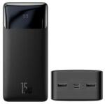 Baseus BIPOW OE vésztöltő 2 USB+Type-C+microUSB aljzat (30000mAh, 15W, PD gyorstöltő, LED kijelző) F