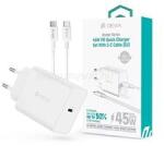 DEVIA ST112896 Rocket Series 45W PD+QC hálózati gyorstöltő adapter + Type-C - Type-C kábel (fehér) (ST112896) (ST112896)