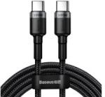 Baseus CAFULE adatkábel (Type-C - Type-C, 100W, PD gyorstöltő 3.0, 200cm, cipőfűző) FEKETECATKLF-ALG (92256)