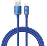 Baseus CRYSTAL SHINE adatkábel (USB - Type-C, 100W, PD gyorstöltő, 120cm, cipőfűző) SÖTÉTKÉKCAJY0004