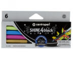  Marker Centropen 2590/6 Shine 4 negru 6 culori metalice vârf roller 1mm (2010200122)