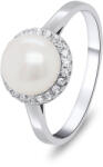 Brilio Silver Elegáns ezüst gyűrű gyönggyel és cirkónium kővel RI034W 50 mm