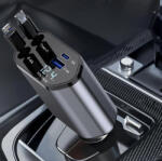 Autolife 120W 4in1 autós töltő - Kihúzható kábellel TYPE-C + APPLE, PD USB Gyors töltés 12/24V (13344)