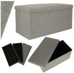 Ikonka Многофункционален сгъваем пуф XXL 76x38x38cm - сив (KX4619)