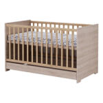Todi Classic Átalakítható Babaágy - 70x140 cm, Sonoma Tölgy/Fehér