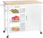 TEMPO KONDELA Tálalókocsi, fehér/természetes, ROBINS - sprintbutor