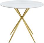 TEMPO KONDELA Étkezőasztal, fehér márvány/gold arany króm, átmérő 90 cm, MEKNER - sprintbutor