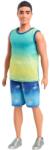 Mattel Barbie, Ken Fashionistas, t-shirt albastru-verde, papusa Papusa Barbie