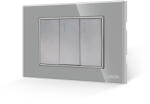 Luxion Intrerupator Triplu Mecanic LUXION cu Rama din Sticla, Standard Italian, 3M - culoare gri