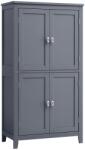 VASBÚTOR Fürdőszobai szekrény, szabadon álló szekrény 4 ajtóval, állítható polcokkal, szürke
