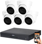 DAHUA 5 dome kamerás 8MP 4K kamera rendszer szett 30 méter éjjellátással (HAC-DOME-30M-8MP-5)
