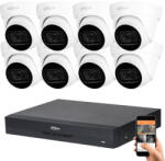 DAHUA 8 dome kamerás 8MP 4K kamera rendszer szett 30 méter éjjellátással (HAC-DOME-30M-8MP-8)