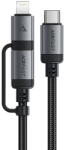 ACEFAST Cablu de incarcare Type-C la Type-C, Lightning, 60W, 3A, Fast Charging, 1.2m - (C20-01) - Black (KF2349255) - pcone