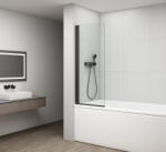  Polysan Rota nyitható kádparaván 650 mm, átlátszó üveg/matt fekete profil FB650 (FB650)