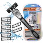 Retoo Eldobható mozgófejes 5 pengés borotva + 8 db tartalék penge, XXL készet (O866)