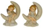  Dekoráció angyal hegedűvel, lanttal holdon ülő, poly, 9, 5x5, 4x11, 7 cm, krém, 2 féle 1db, figura nem választható (A301650-5-AC)