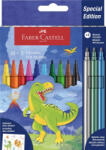 Faber-Castell Filctoll Készlet 10 Darab/Készlet 3 Darab Ajándék Metál Színű Filctollal és Matricákkal Dinoszaurusz (FC554214)