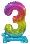 Godan Rainbow, Színes mini 3-as szám fólia lufi talppal 38 cm (MLG134681)