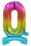Godan Rainbow, Színes mini 0-ás szám fólia lufi talppal 38 cm (MLG134629)