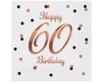 GoDan B&C Happy Birthday White-Rose Gold 60 szalvéta 20 db-os 33x33 cm (MLG165197)