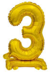 Godan Gold, Arany mini 3-as szám fólia lufi talppal 38 cm (MLG135084)