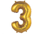 Godan Gold Matt, Arany 3-as mini szám fólia lufi 35 cm (MLG108842)