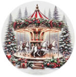  Nyomtatott fa tábla koszorú közép - Körhintás 11, 8cm - koszorú díszítéséhez