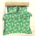  5 részes kétszemélyes ágynemű huzat garnitúra - 200 x 220 cm / zöld levél mintás
