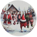  Nyomtatott fa tábla koszorú közép - Télapó ruhái 11, 8cm - papelito