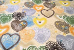  Mintás Microfiber ( mikroszálas ) textil - méteráru 165 cm / színes szív mintás