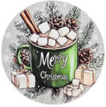  Nyomtatott fa tábla koszorú közép - Zöld bögrés 11, 8cm - papelito