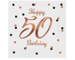 GoDan B&C Happy Birthday White-Rose Gold 50 szalvéta 20 db-os 33x33 cm (MLG165173)