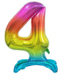 Godan Rainbow, Színes 4-es szám fólia lufi talppal 74 cm (MLG129052)
