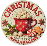  Nyomtatott fa tábla koszorú közép - Marshmallows 11, 8cm - papelito