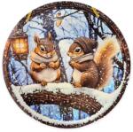  Nyomtatott fa tábla koszorú közép - Két mókus 11, 8cm - kosarbolt