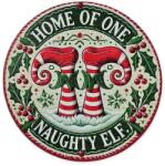  Nyomtatott fa tábla koszorú közép - Elf lábak 11, 8cm