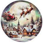  Nyomtatott fa tábla koszorú közép - Télapó a város felett 11, 8cm