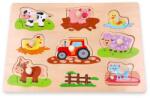 Lelin Puzzle cu mânere Prietenii de la fermă și tractorul