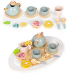 Eco Toys Set de ceai din lemn cu ceainic și cești 14 piese ECOTOYS