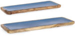 Bizzotto Set 2 tavi lemn maro email albastru Knossos 38x12x2h, 46x15x2h (0550910) Tava